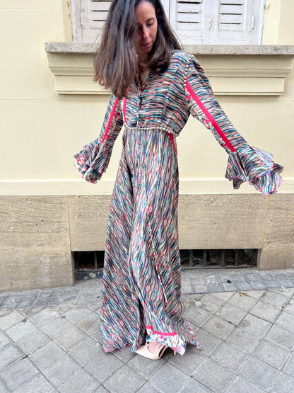 TETÉ BY ODETTE. Vestido largo colores detalle tachuelas