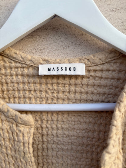 MASSCOB. Top beige algodón y lino textura