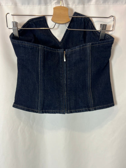 ZARA. Denim whalebone strapless top. TM