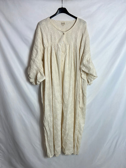 PAR&ESCALA. Vestido algodón color crudo bordados. T S/M