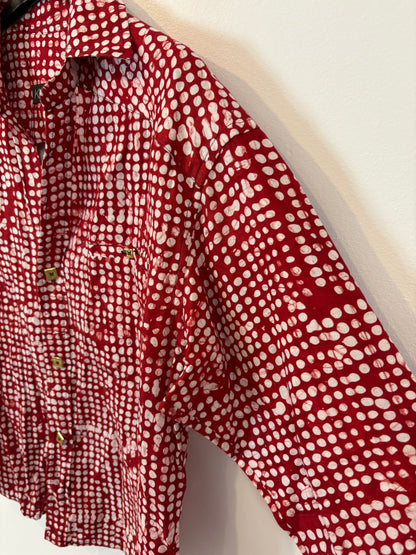 KIMALÉ. Conjunto falda y camisa roja estampada. T 36