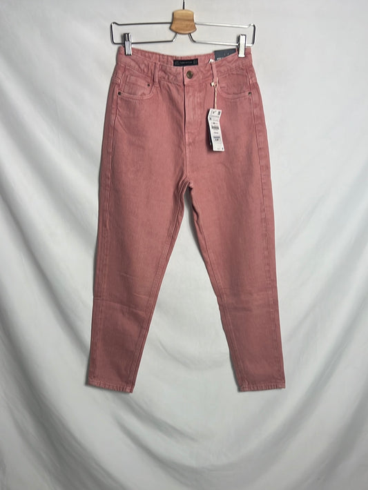 ZARA. Denim mom fit rosa claro. T 36