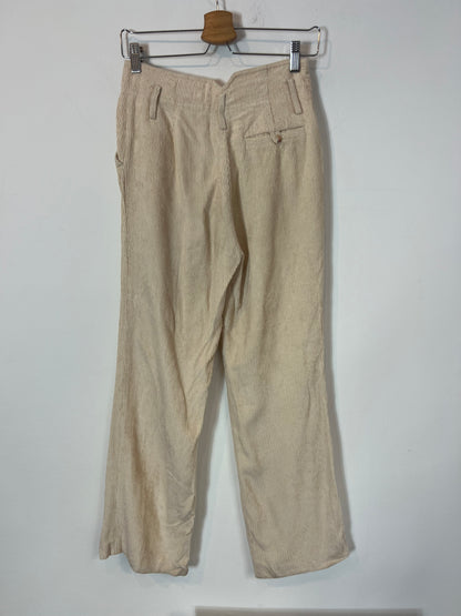 SEZANE. Pantalón fluido beige textura T.36
