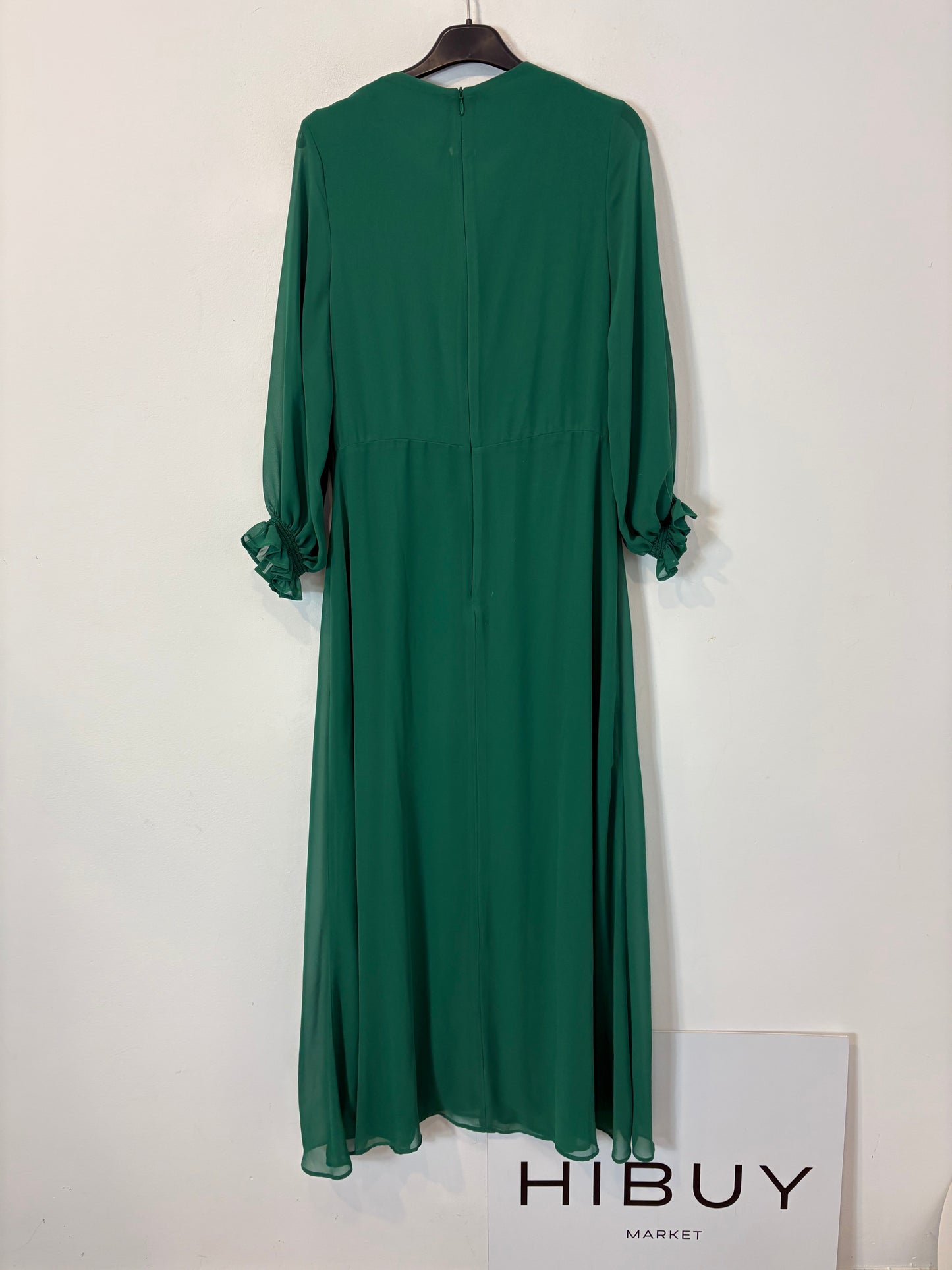 VILAGALLO. Vestido largo gasa verde