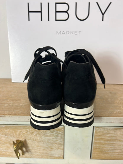 HOGAN. Black sneakers with animal print logo. Size 39