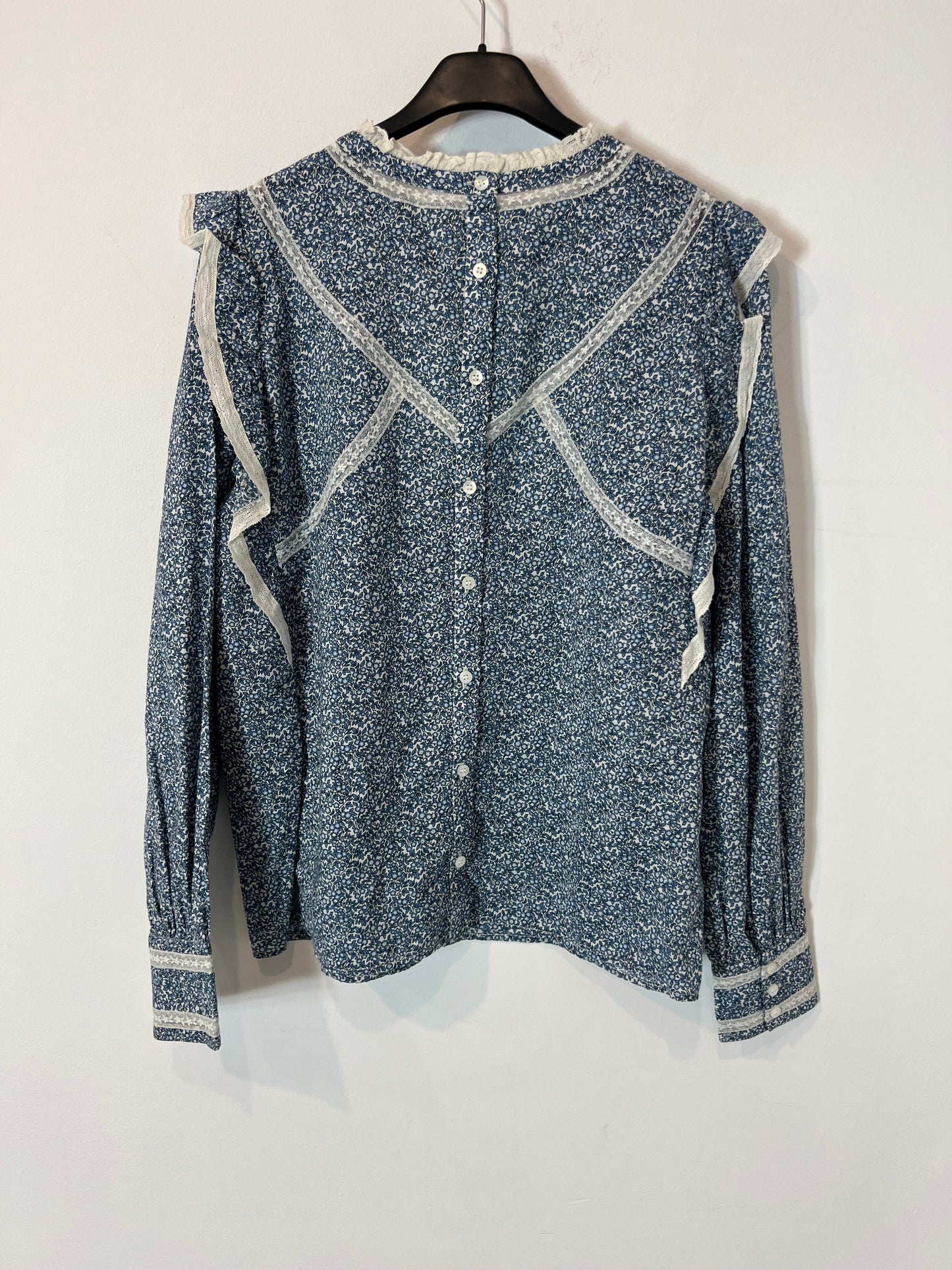 SEZANE. Blue printed blouse, size 40