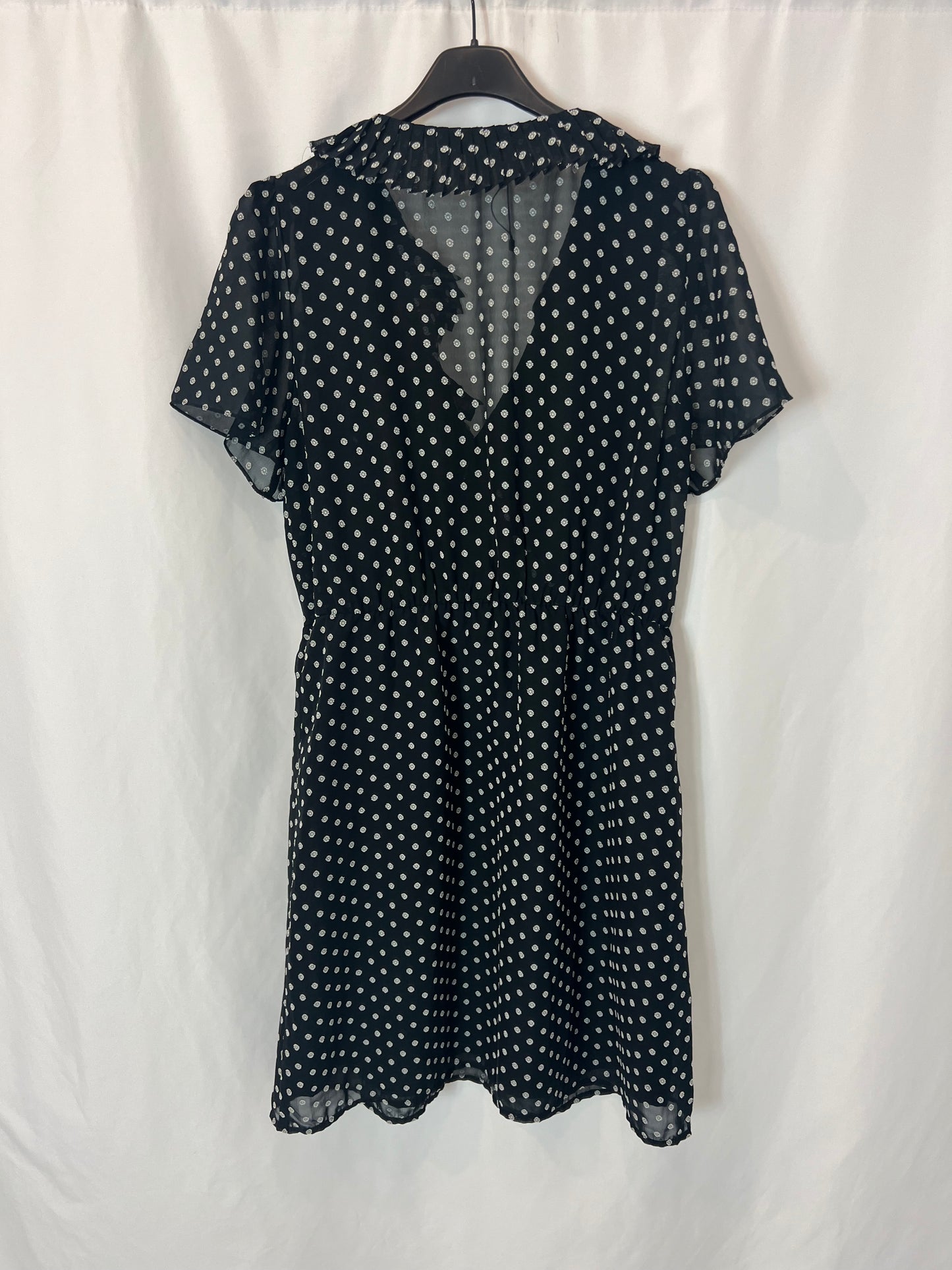 POLIN ET MOI. Black texture printed dress. T.L.