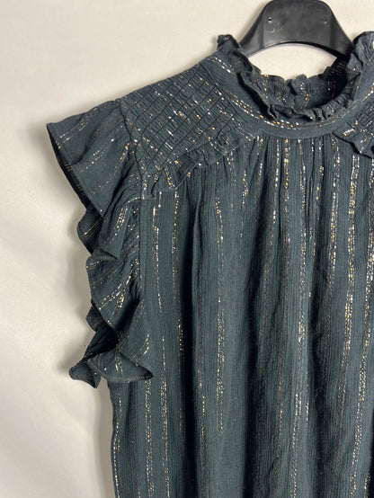 NICOLI. Vestido gris corto hilos brillo. T M