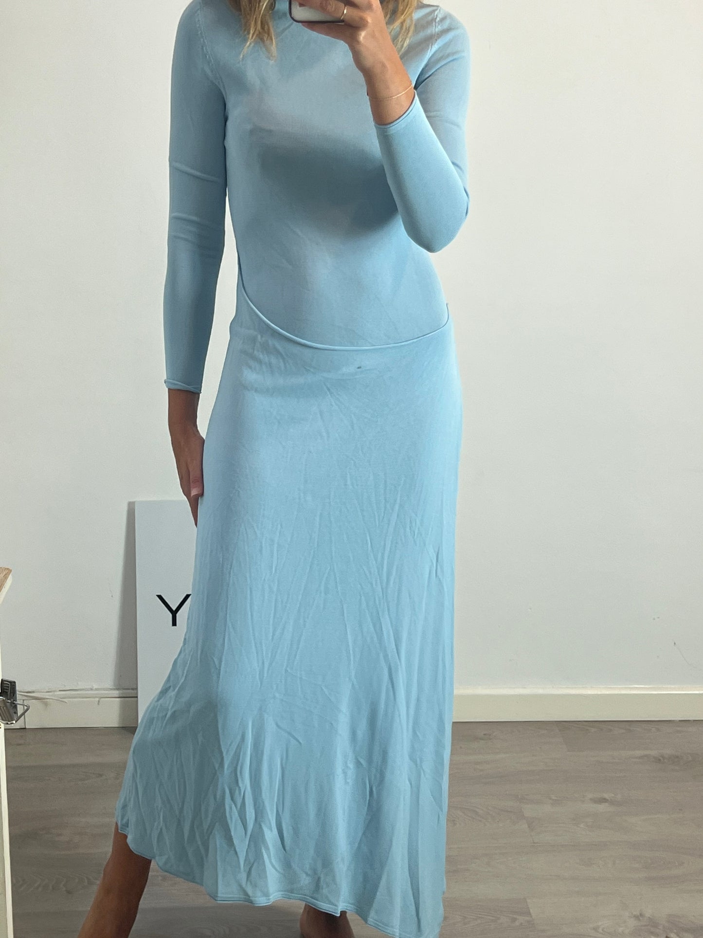 ZARA. Long blue knit dress Ts