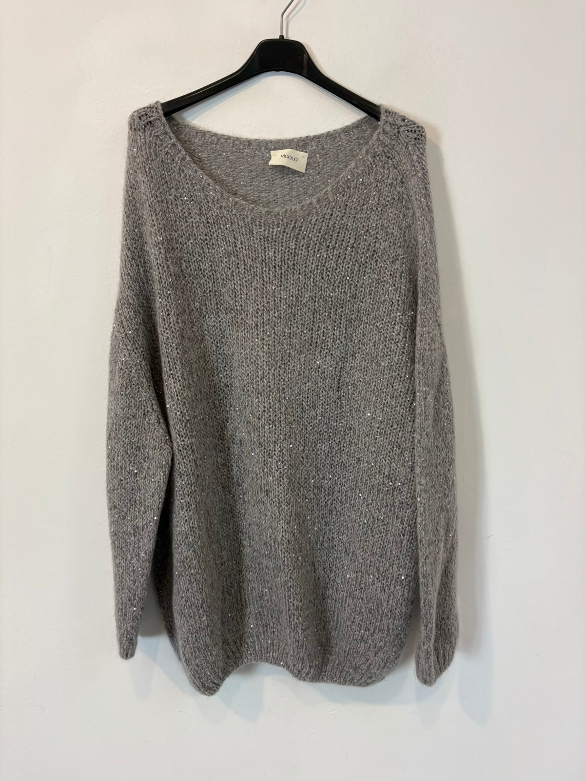 VICOLO. Jersey gris lentejuelas
