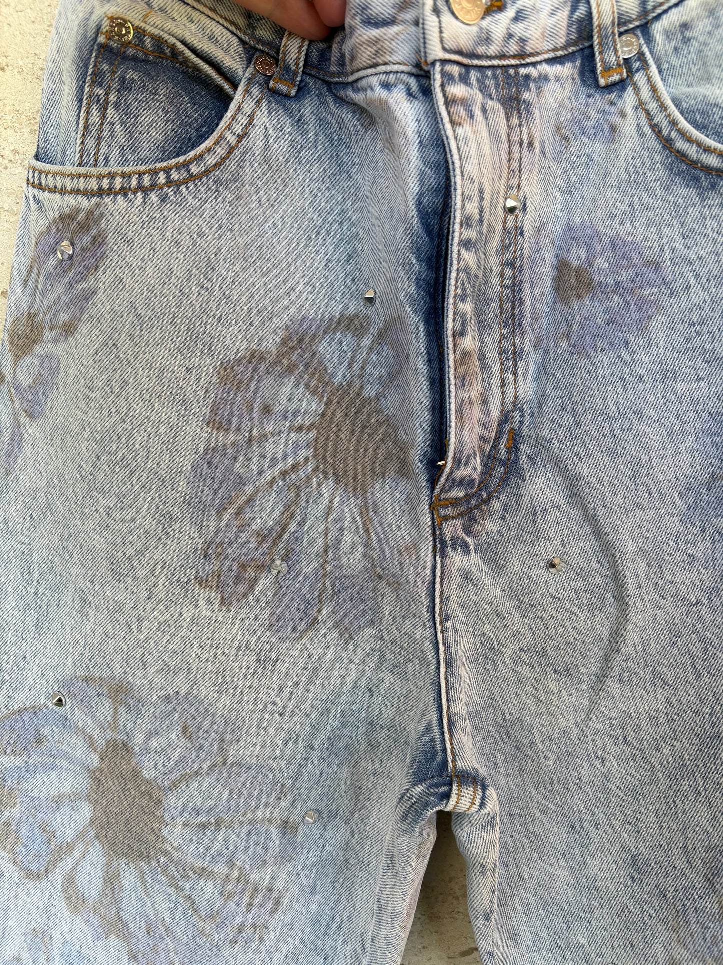 SANDRO. Denim recto flores. T 38