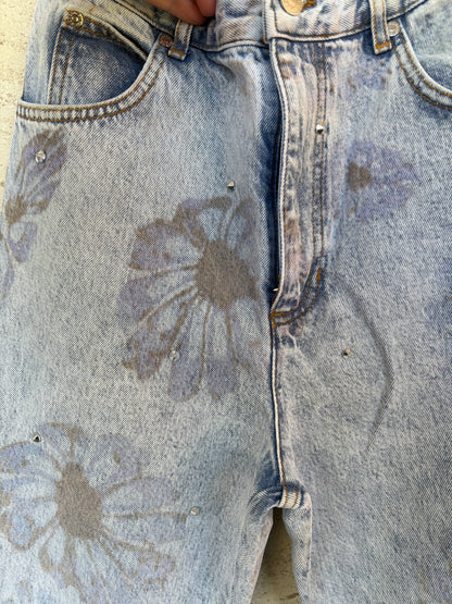 SANDRO. Denim recto flores. T 38