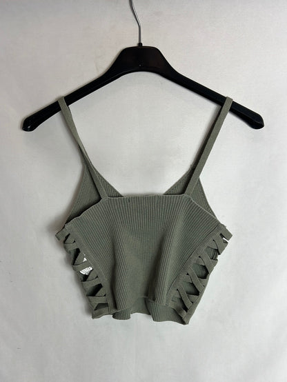FOREVER 21. Croptop verde canalé. T L