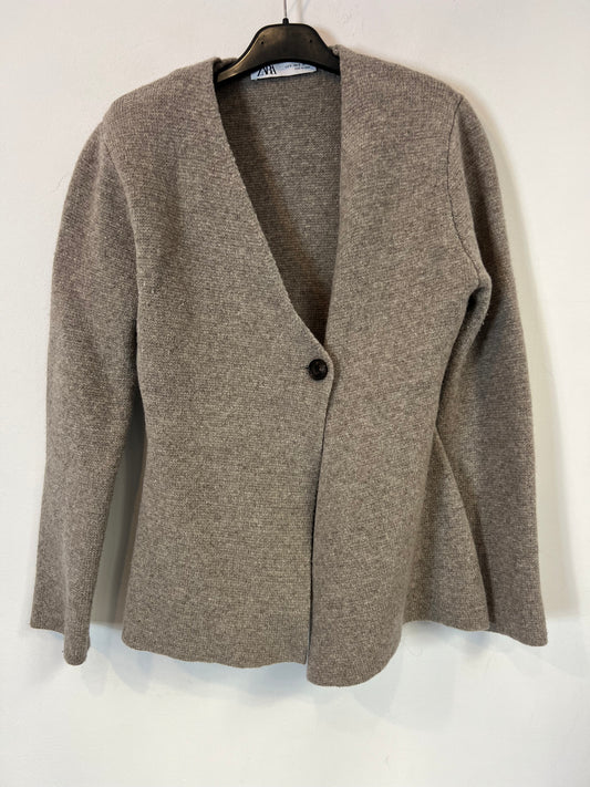 ZARA. Chaqueta lana color topo cruzada. TS
