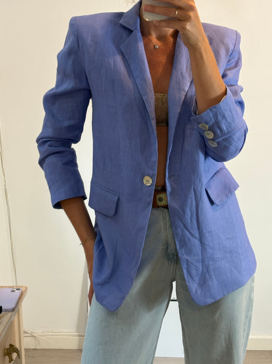 WOLFLAMB. Blazer azul de lino T.xs