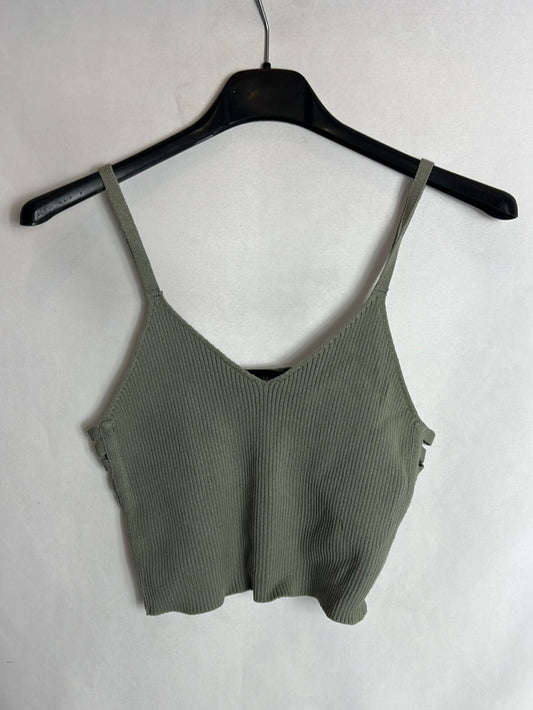 FOREVER 21. Croptop verde canalé. T L