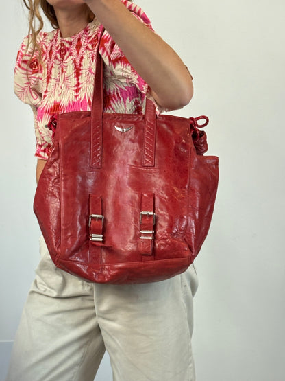 ZADIG & VOLTAIRE. Bolso shopper rojo piel