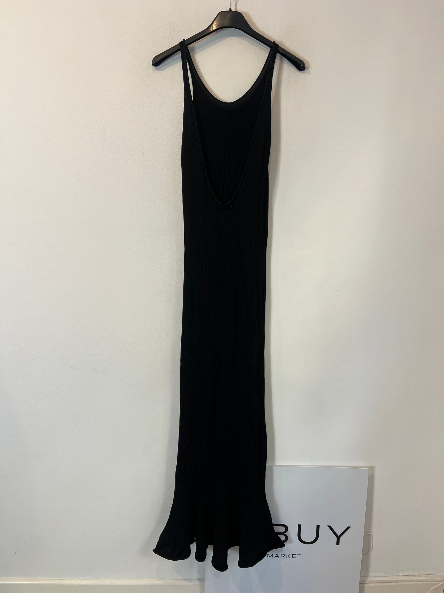 H&M EDITION. vestido negro largo canalé