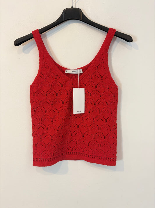 MANGO. Top rojo punto elástico. T XS
