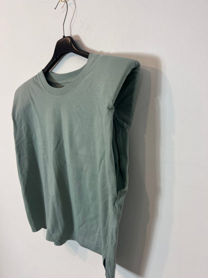 OTHERS. Aqua green t-shirt with shoulder pads. TS