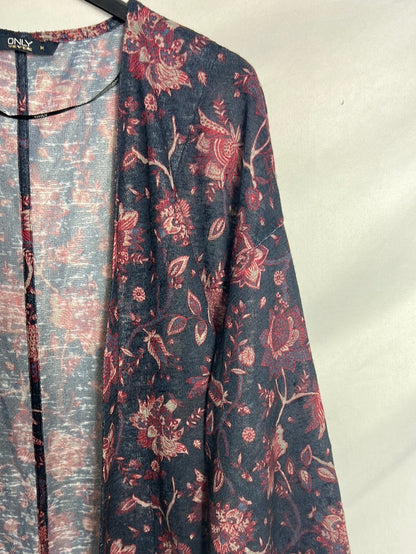 ONLY. Kimono azul textura estampado. T M