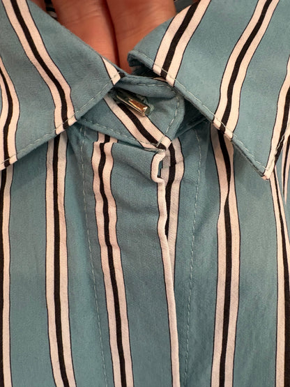 SESSÚN. Camisa azul turquesa rayas