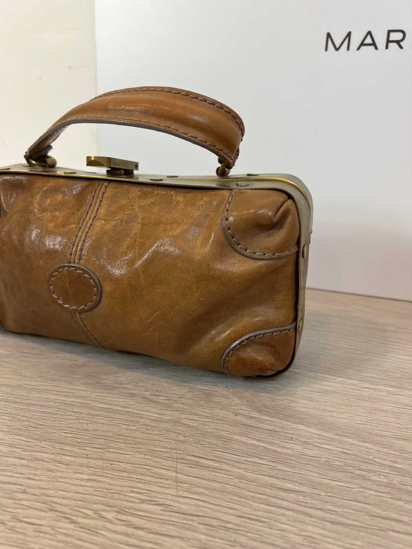 MALABABA. Bolso mini vintage piel marrón (Tara)