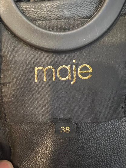 MAJE. Biker negra piel. T 38