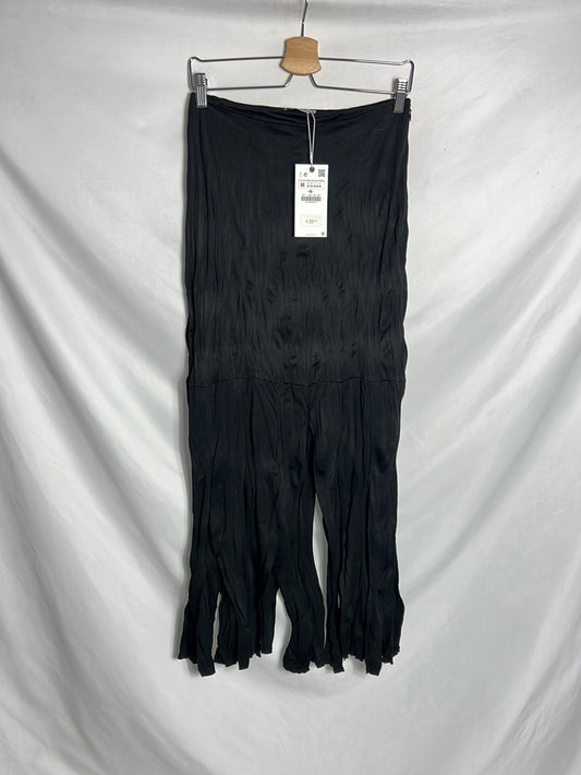 ZARA. Black fringed midi skirt. TM
