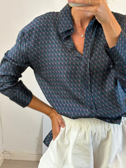 ZARA. Retro print satin blouse. TS