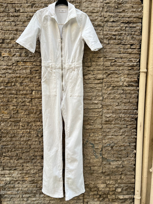 MANGO. Mono denim blanco