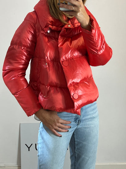 MARELLA. Plumífero rojo metalizado T S