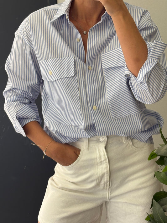 MASSIMO DUTTI. Camisa rayas bolsillos. T XS