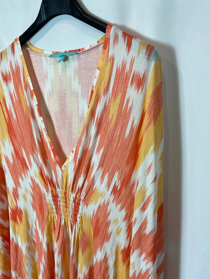 MELISSA ODABASH. Printed kaftan-style short dress. TM