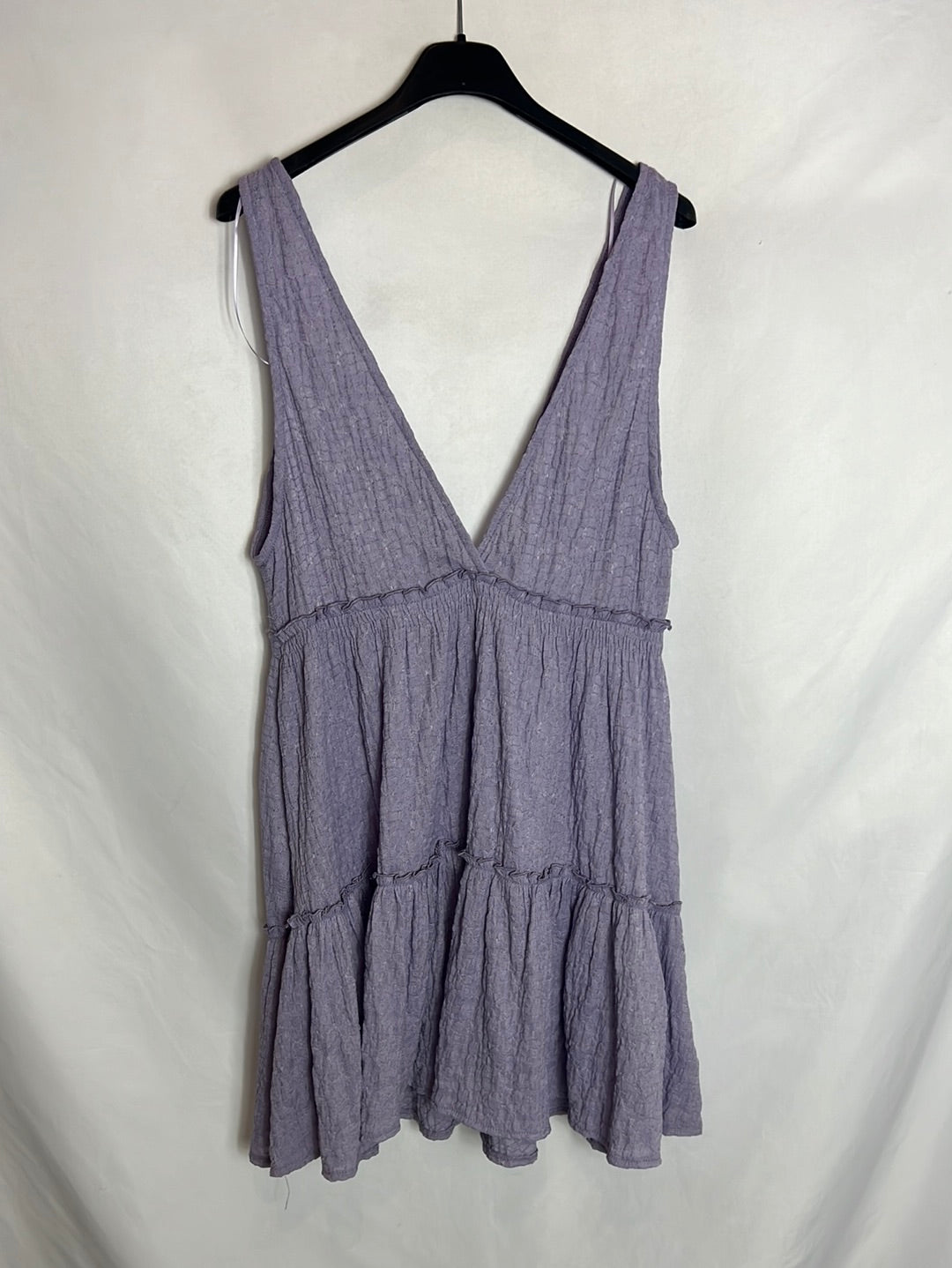 PULL&BEAR . Vestido corto morado textura. T S