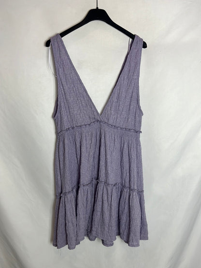 PULL&BEAR . Vestido corto morado textura. T S