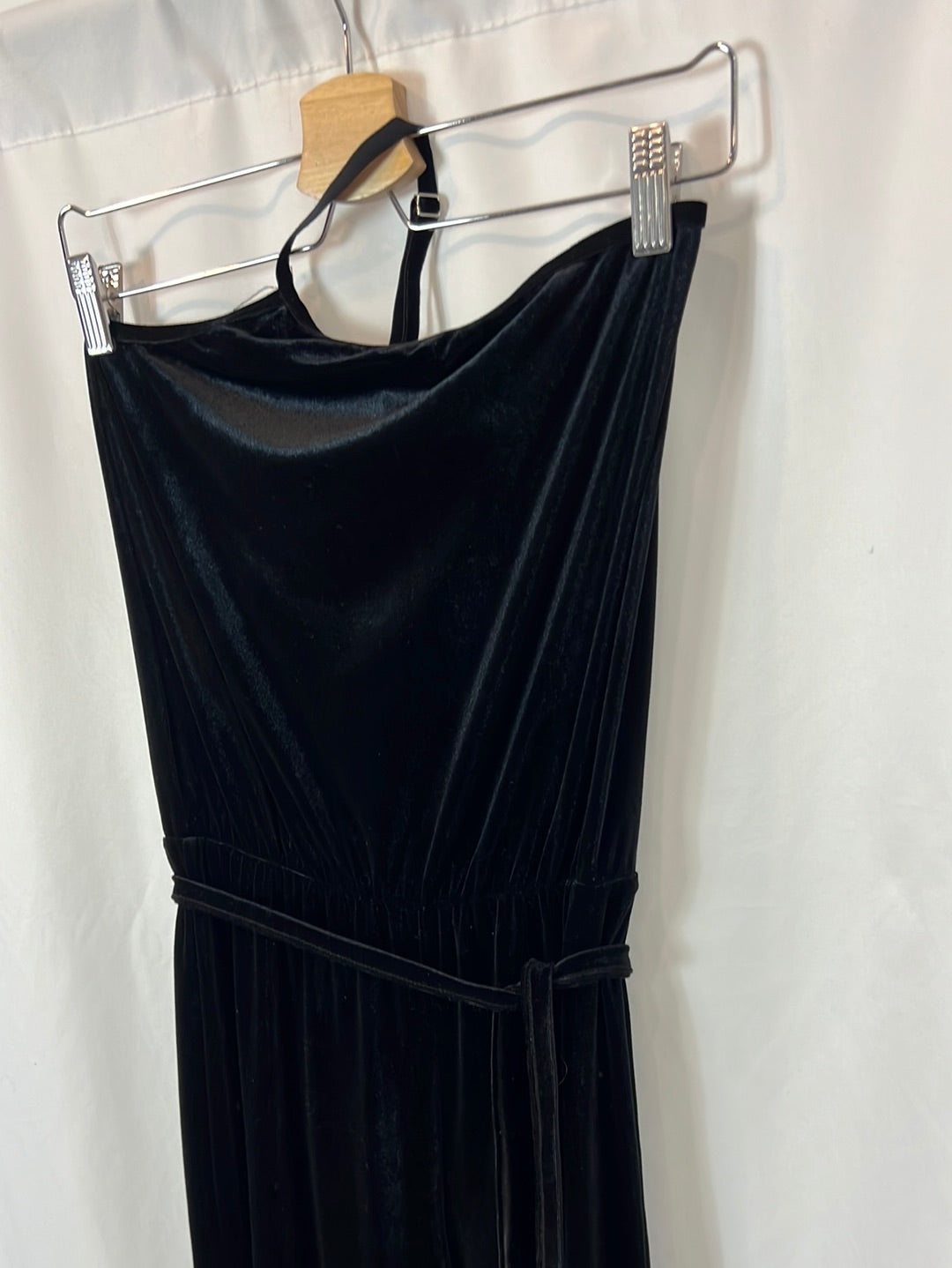 BROWNIE. Long black velvet jumpsuit. XS/S