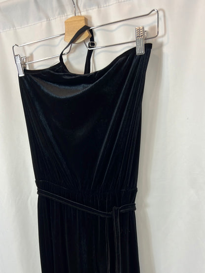 BROWNIE. Long black velvet jumpsuit. XS/S