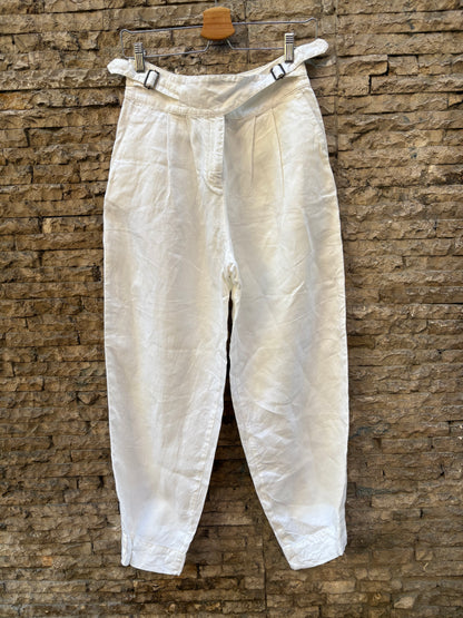 SOEUR. Pantalón lino cintura hebillas