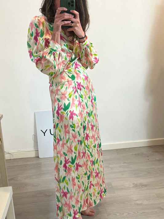 SUNDEK GOLDENWAVE. Vestido largo seda estampado. T XS