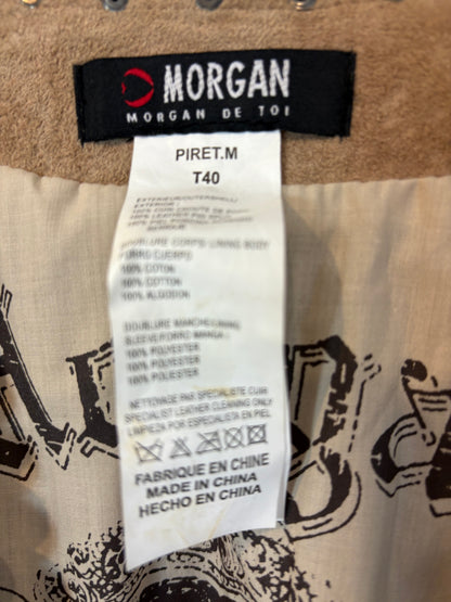 MORGAN. Chaqueta ante beige tachuelas