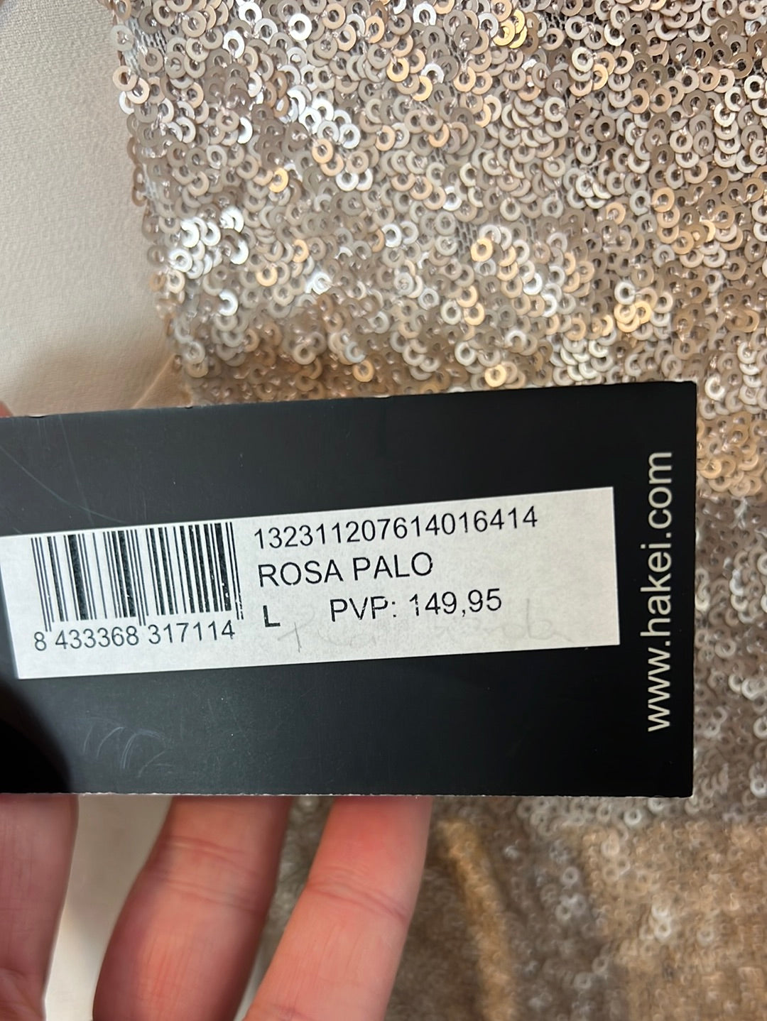 HAKEI. Blazer beige lentejuelas T.l