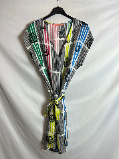 VILAGALLO. Printed silk dress in colors. Size 40