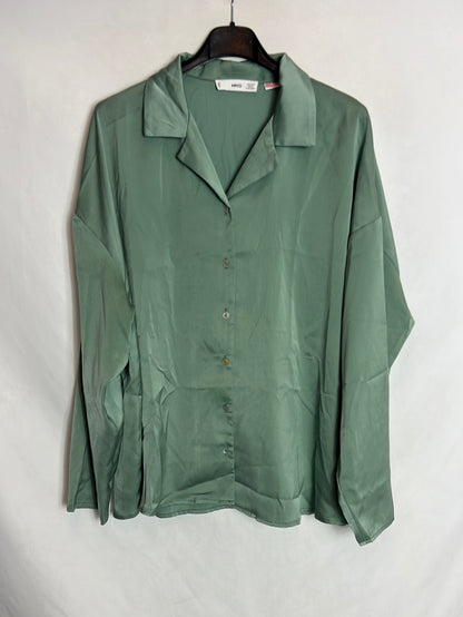MANGO. Green satin blouse. T.S.