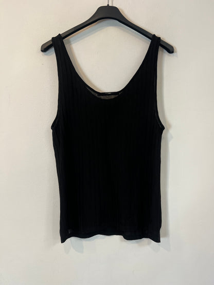 UTERQÜE. Top negro rayas T.m