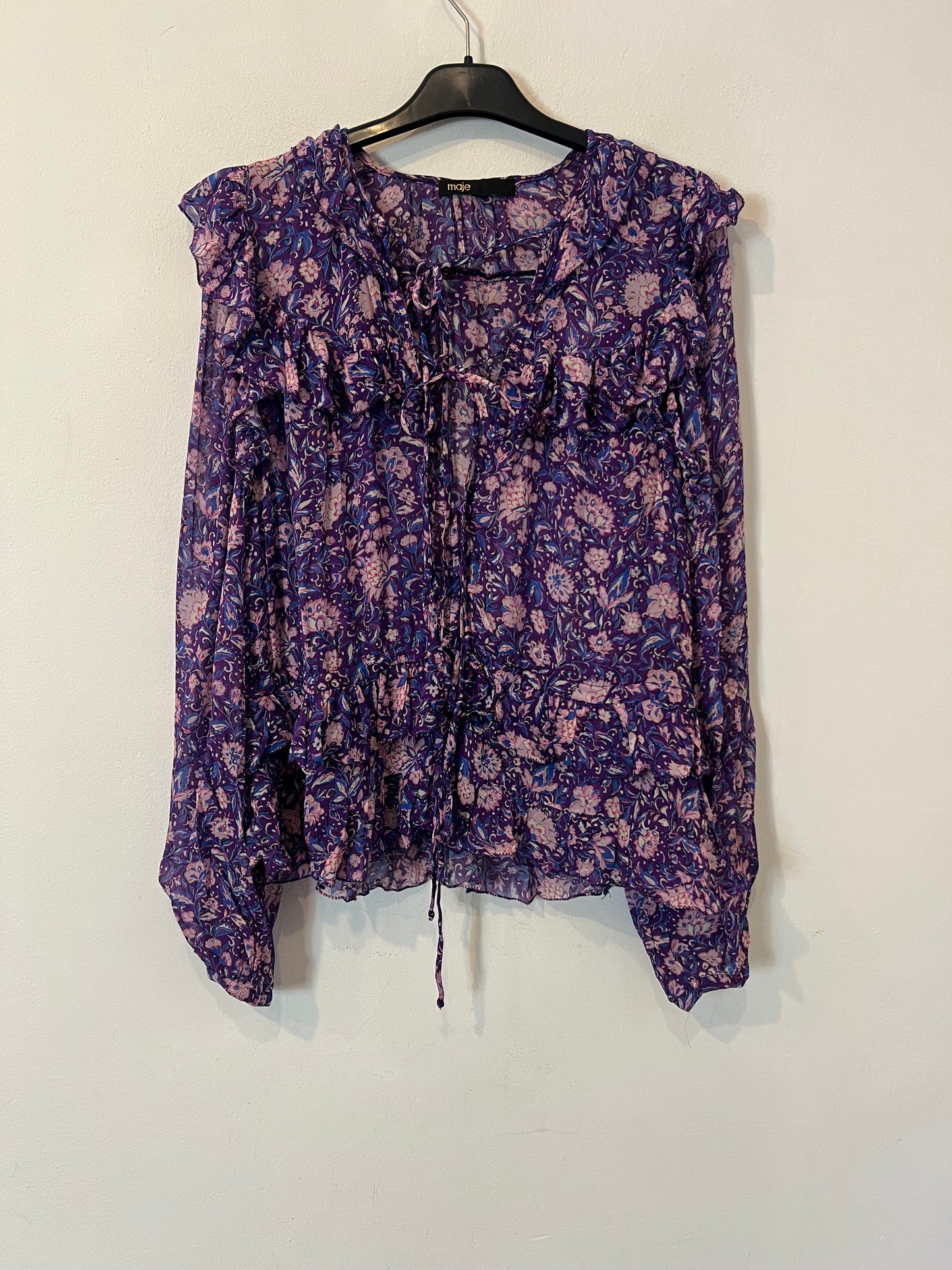 MAJE. Blusa morada estampada fluida