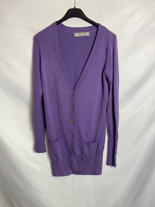 ZARA. Long purple Ts cardigan