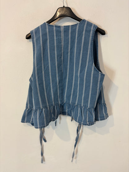 DES PETITS HAUTS. Conjunto denim ligero rayas