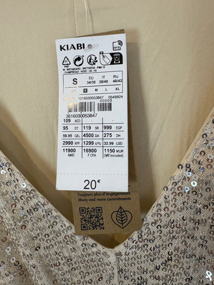OTRAS. Vestido midi lentejuelas en beige