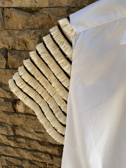 DEVOTA&amp;LOMBA. White fringed shirt, size 40 (s/m)